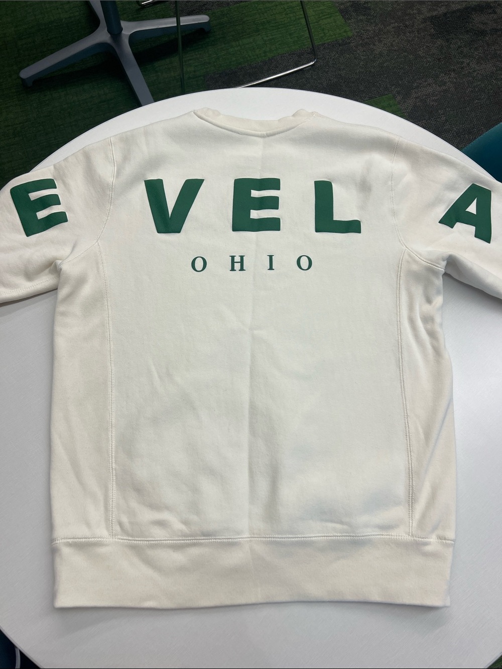 Emily Roggenburk return to cleveland puff crewneck long sleeve sweatshirt green - Picture 7 of 11